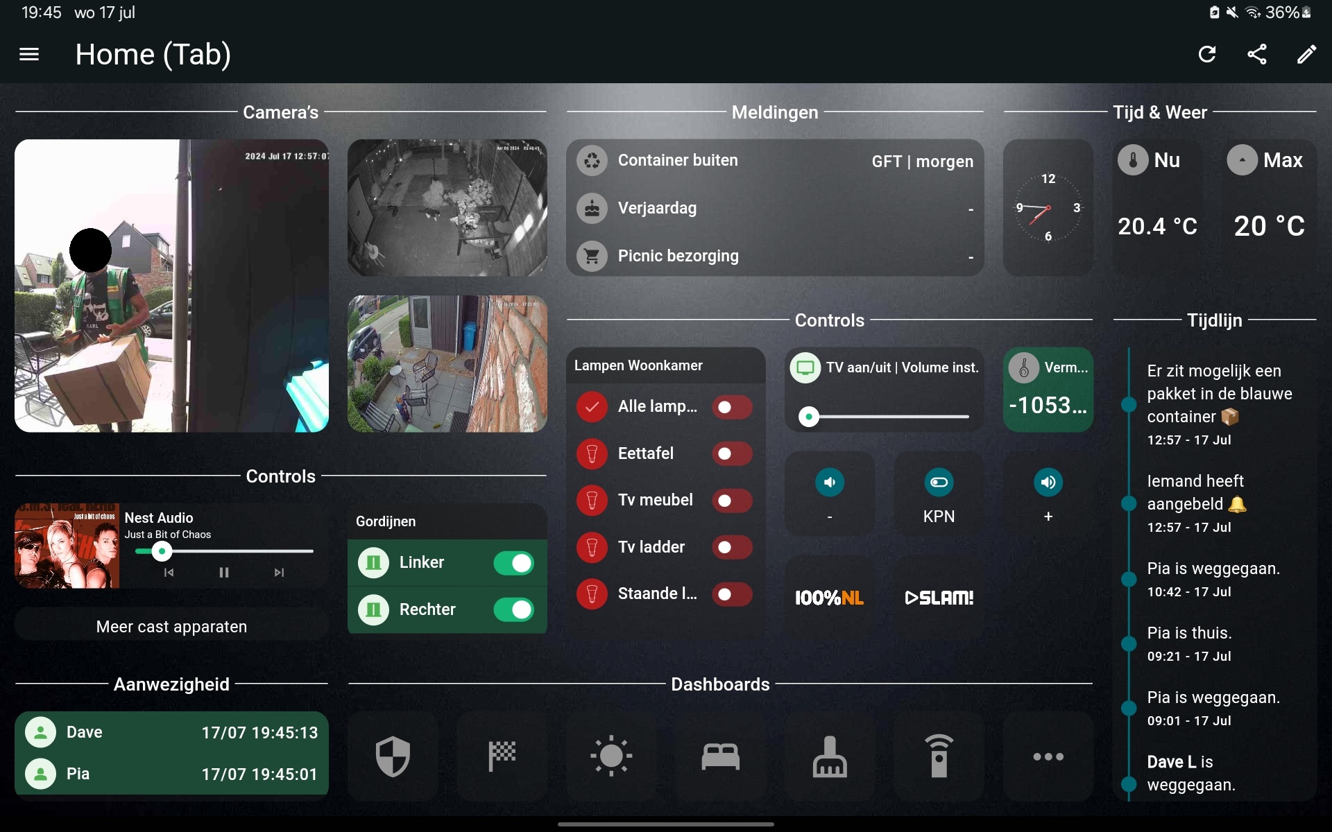 Main dashboard tablet