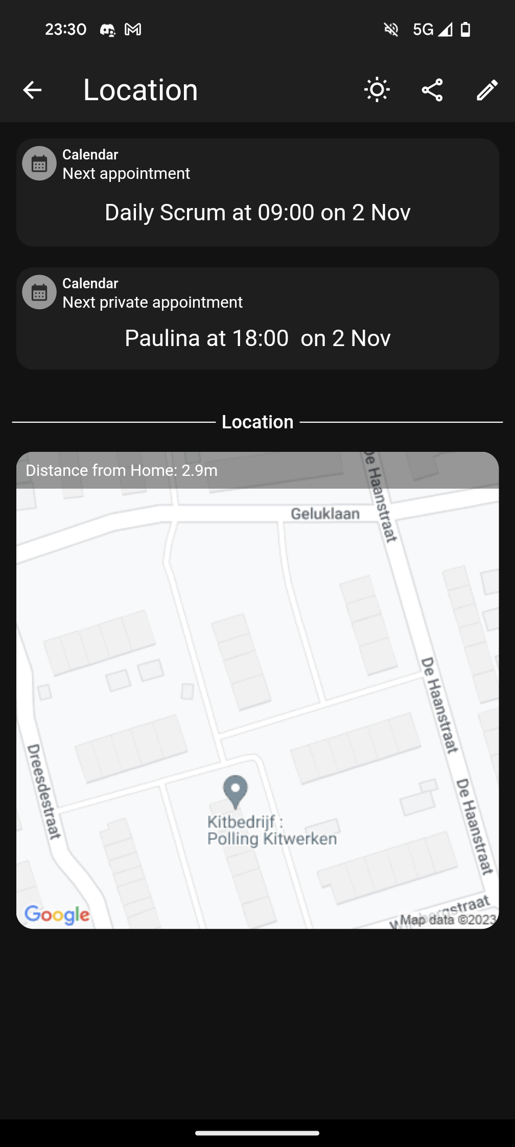 Calendar and location